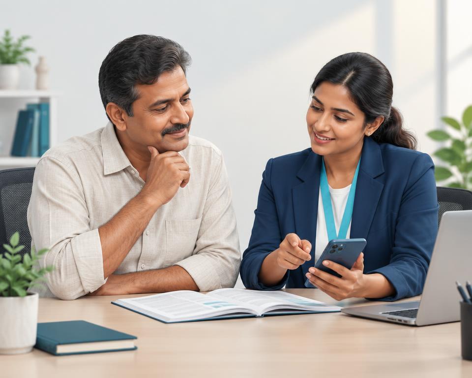 Customer receiving friendly guidance from an insurance support advisor